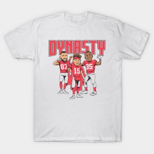 Patrick Mahomes Travis Kelce & Chris Jones Dynasty Caricatures T-Shirt